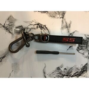 SS Genuine Leather‎ Car Keychain Black Leather 5 3/4" Accessory